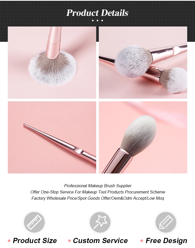 10PCS Electroplate Pink Makeup Brushes Private Label Premium Synthetic Hair Cosmetic Brush Set