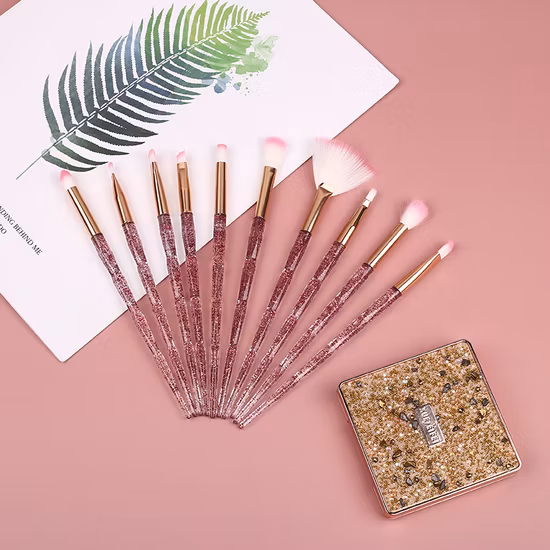 10 ensembles de pinceaux de maquillage avec poignée en cristal, ensemble complet de pinceaux de maquillage pour débutants, pinceaux pour ombre à paupières, croix